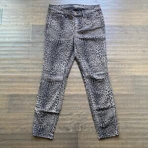 NEW YORK & COMPANY Gray Leopard Skinny Jeans Womens Sz 8 Stretch